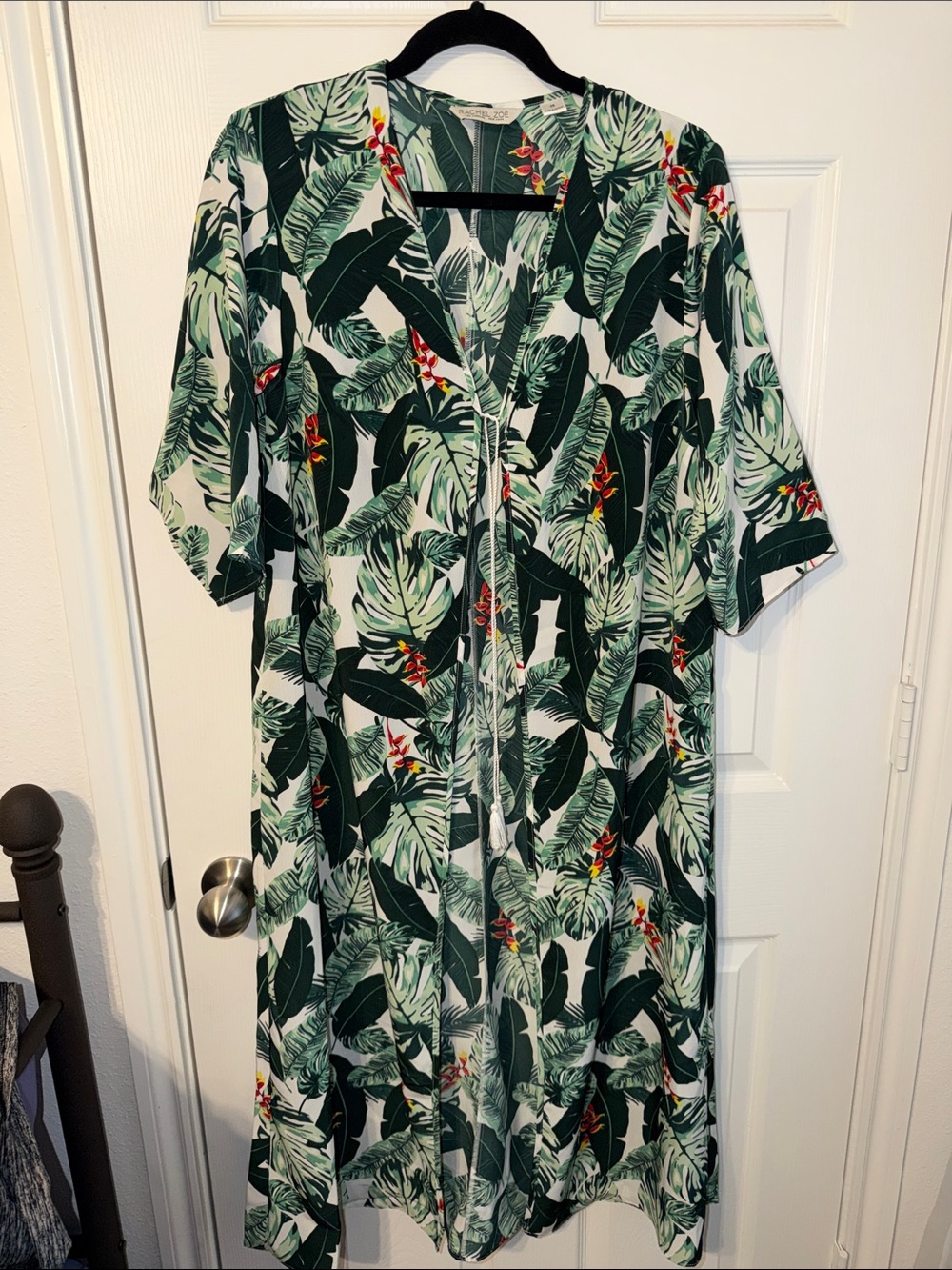 Rachel Zoe Tropical Leaf & Red Floral Kimono